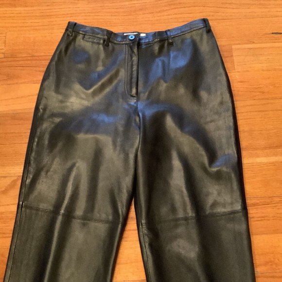 Doncaster Womens 100% Black Leather Pants Lined No Size Tag See Measurements - Picture 3 of 14